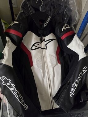 Alpinestars Black, White & Red Performance Leather Motorcycle Jacket